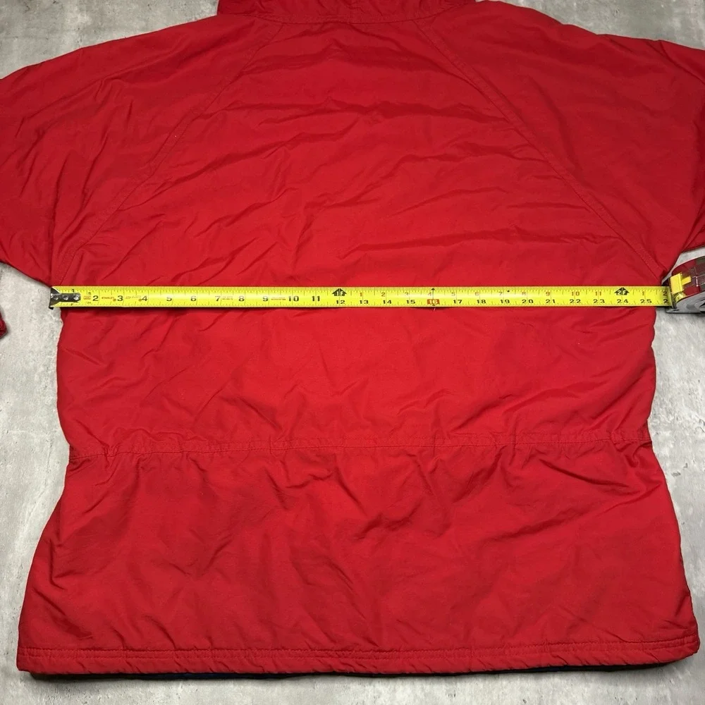 Vintage 90s LL Bean Jacket Mens Large Pullover Hooded Anorak Made In USA Red